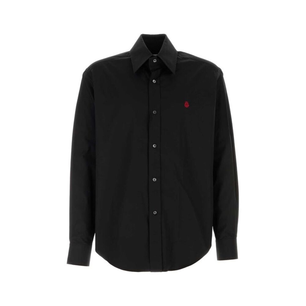 Alexander Mcqueen Men Black Poplin Shirt